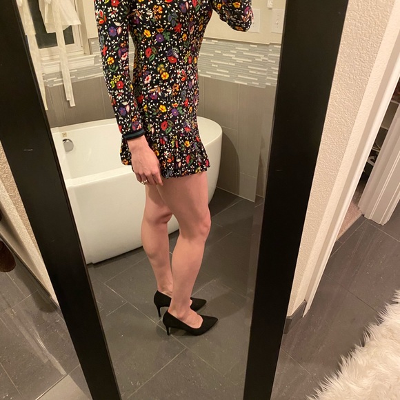 Zara Black Long Sleeve Floral Mini - Picture 3 of 5